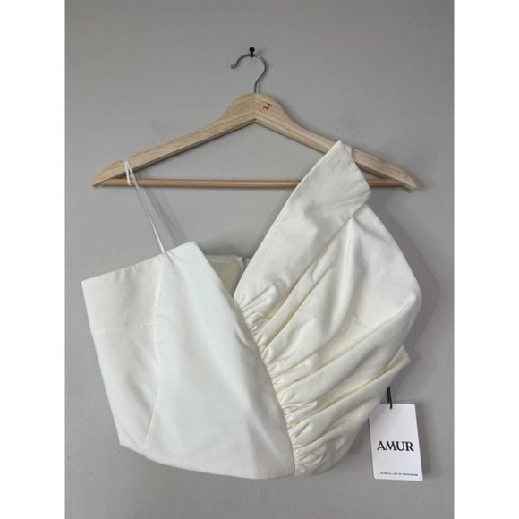 Amur Declan Ruffle Bustier One Shoulder Cropped Top Women's Ivory Size: 6 NWT - Picture 2 of 11